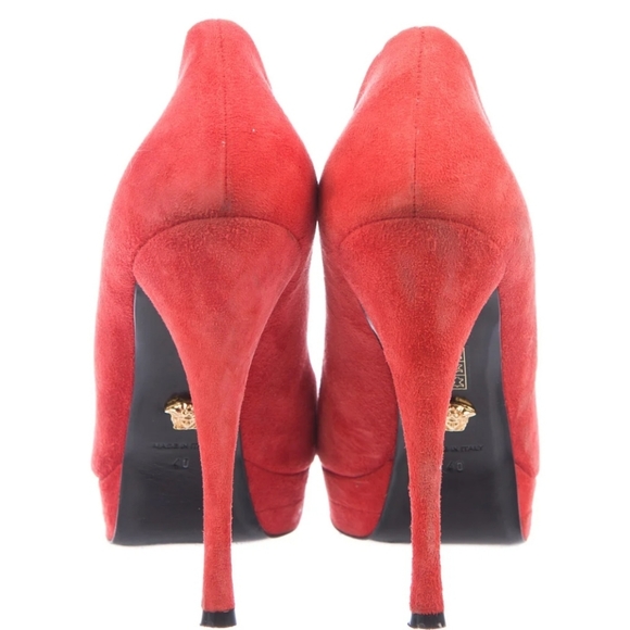 Versace Orange Suede Pumps - Picture 3 of 6